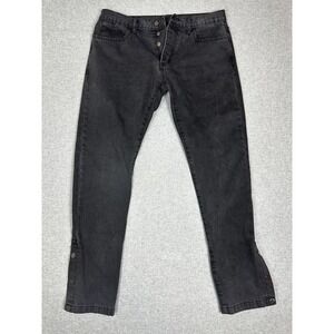 MNML Jeans Mens 33X32 Black‎ Tapered Denim Snap Button Ankle Streetwear Pants